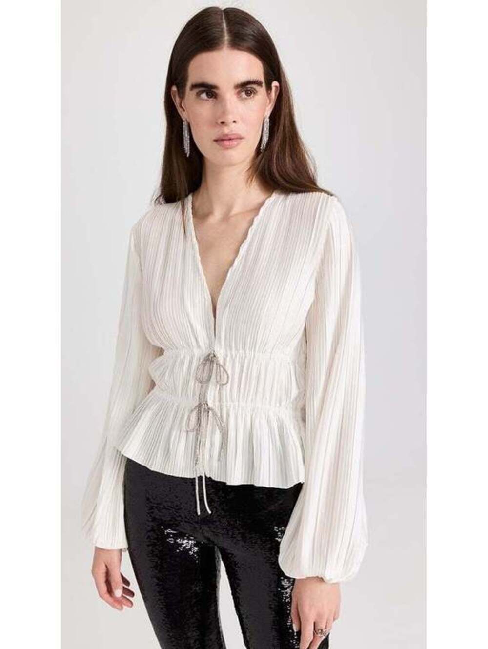 NWT WAYF Tie Front Top Size M